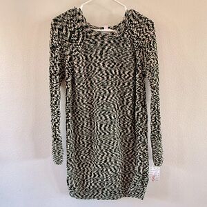 Black and White Long Sleeve Sweater Dress